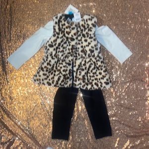 Girls 4T Outfit Leopard Little Me NWT